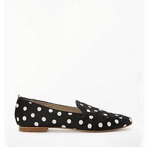 Boden Rosie Polka Dot Fur Hair on Hide Leather Loafer Sz 6.5 New Black & White